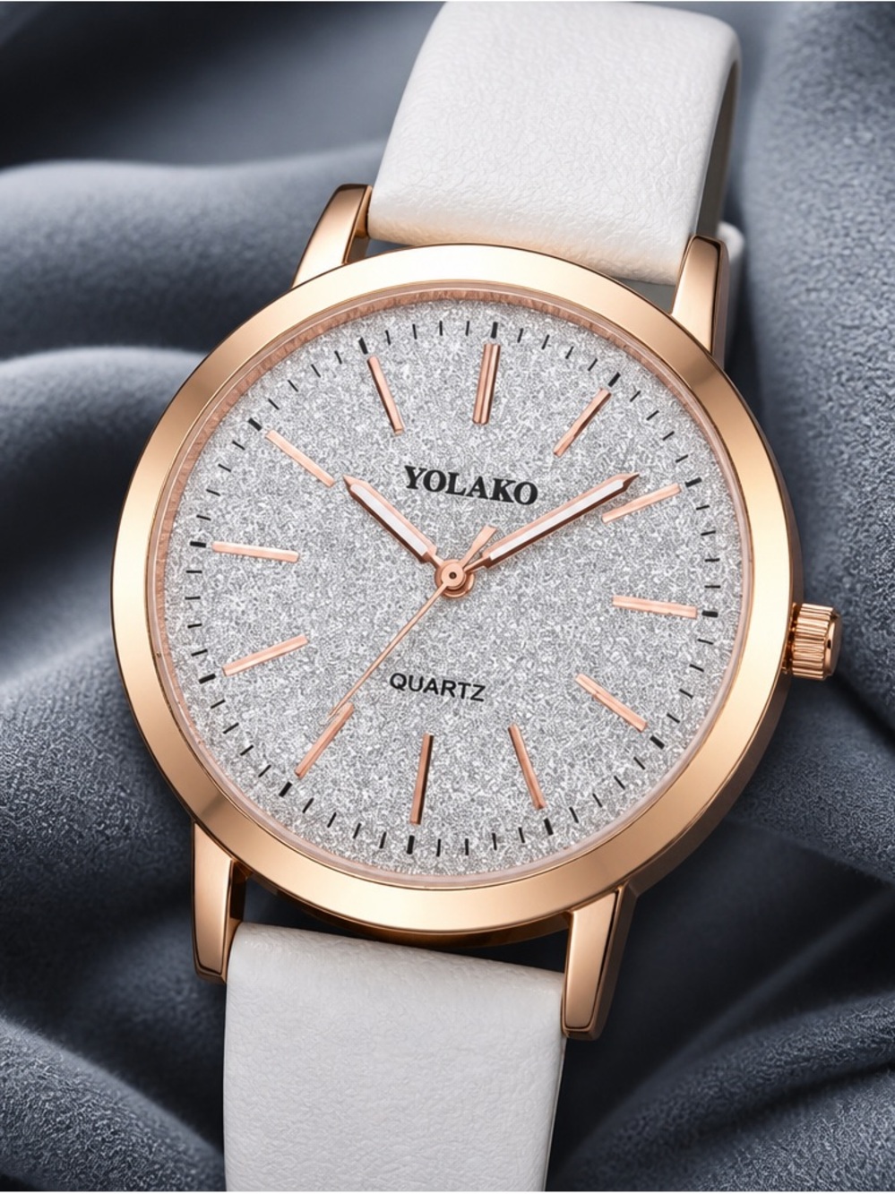 2387 - White -Rose Gold Case White Leather Women's Quartz Watch